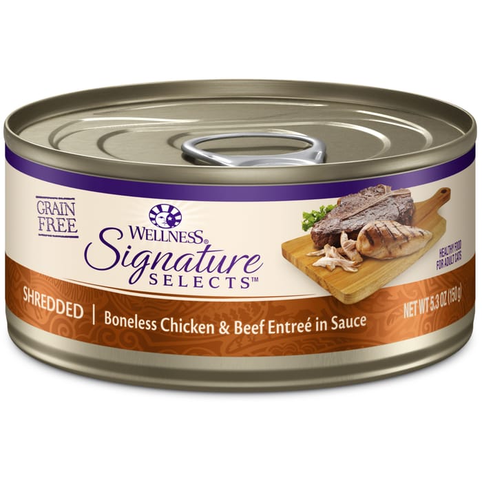 Wellness CORE Signature Selects Natural Grain Free Shredded Chicken & Beef Entree Canned Wet Cat Food - 5.3 oz Cans - Case of 12 product detail number 1.0