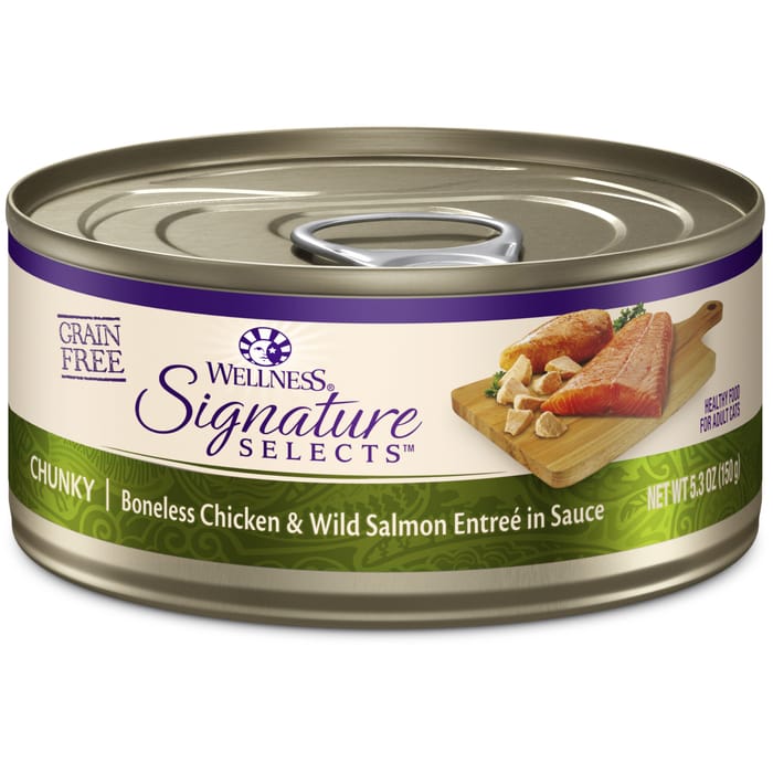 Wellness CORE Signature Selects Natural Grain Free Chunky Chicken & Salmon Canned Wet Cat Food - 5.3 oz Cans - Case of 12 product detail number 1.0