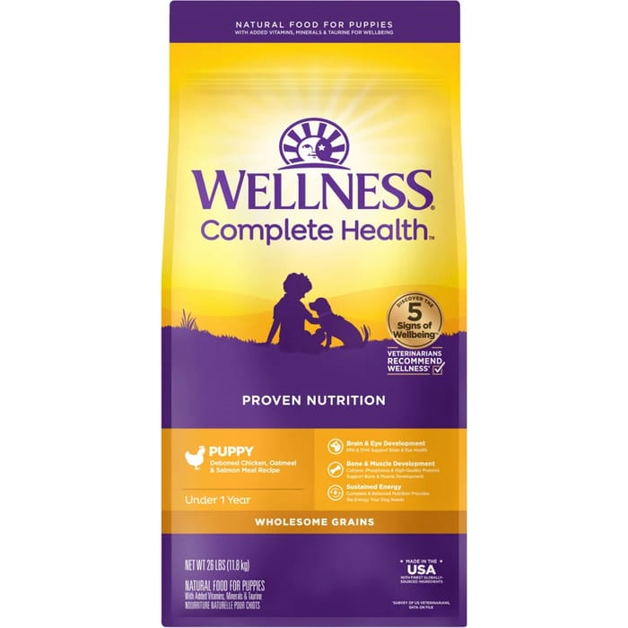 Wellness Complete Health Puppy Deboned Chicken, Oatmeal & Salmon Meal Recipe Dry Dog Food 26 lb Bag product detail number 1.0