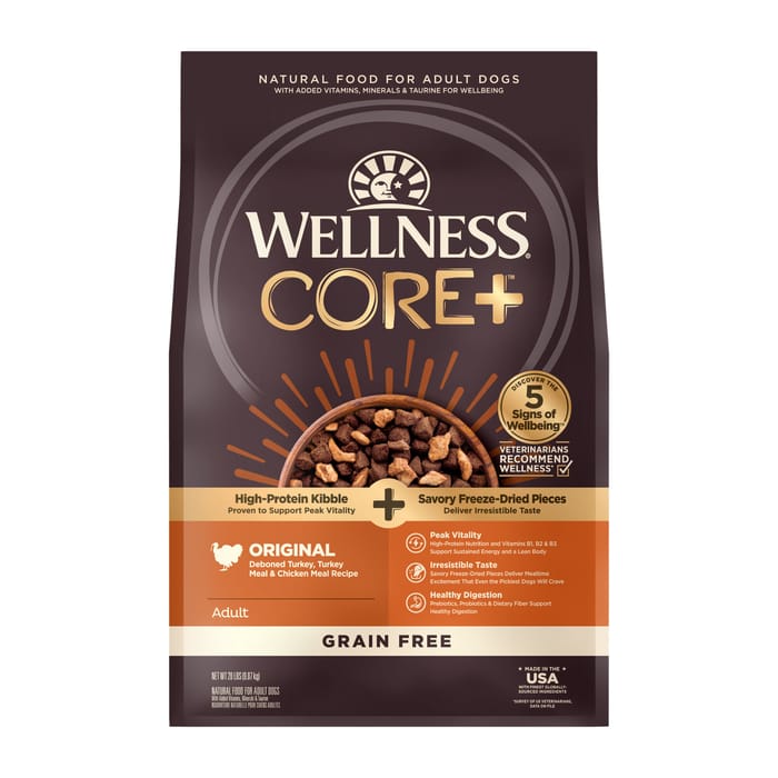 Wellness CORE+ Natural Grain Free Original Turkey & Chicken with Freeze Dried Turkey Dry Dog Food - 20 lb Bag product detail number 1.0