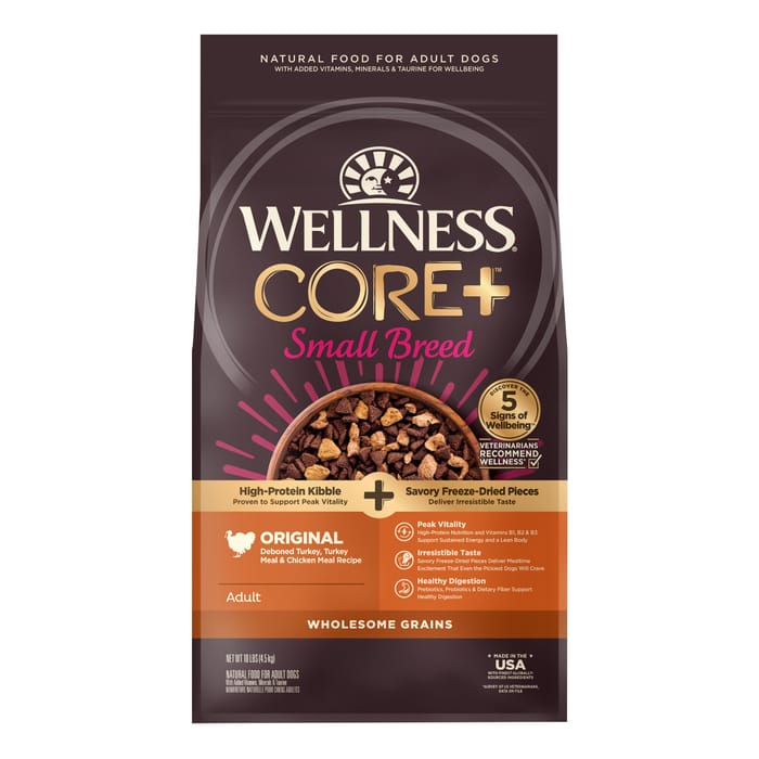 Wellness CORE+ Natural Grained Small Breed Original Turkey & Chicken with Freeze Dried Turkey Dry Dog Food - 10 lb Bag product detail number 1.0