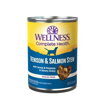 Wellness Thick & Chunky Natural Grain Free Venison & Salmon Stew Canned Wet Dog Food - 12.5 oz Cans - Case of 12-product-tile