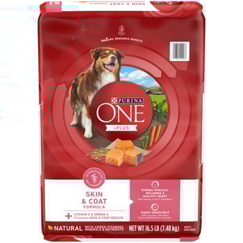 Purina ONE +Plus Skin & Coat Formula Sensitive Stomach Salmon Dry Dog Food 16.5 lb Bag-product-tile