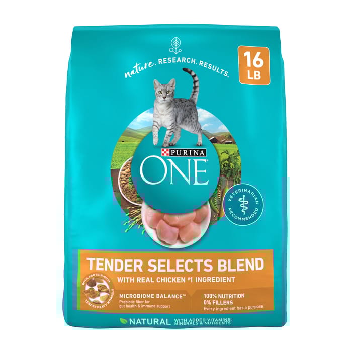 Purina ONE Tender Selects Blend Real Chicken Dry Cat Food 16 lb Bag product detail number 1.0