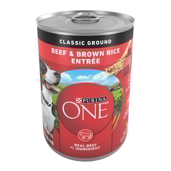 Purina ONE Natural Classic Ground Beef and Brown Rice Entree Wet Dog Food 13 oz. Can - Case of 12-product-tile
