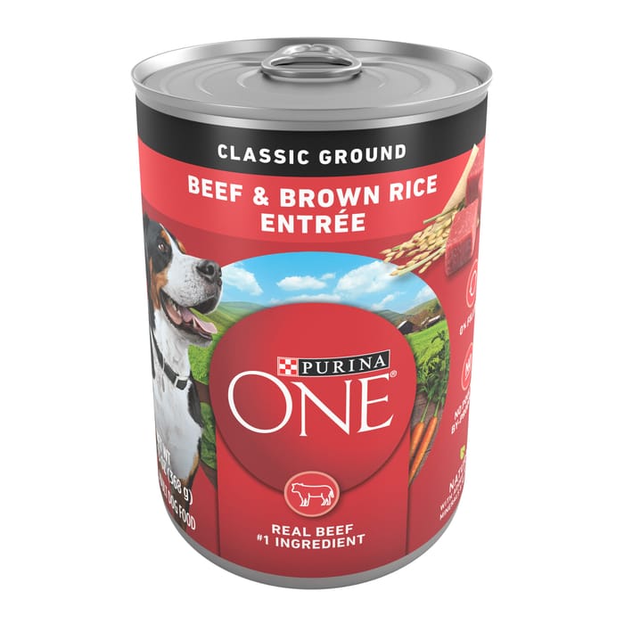 Purina ONE Natural Classic Ground Beef and Brown Rice Entree Wet Dog Food 13 oz. Can - Case of 12 product detail number 1.0