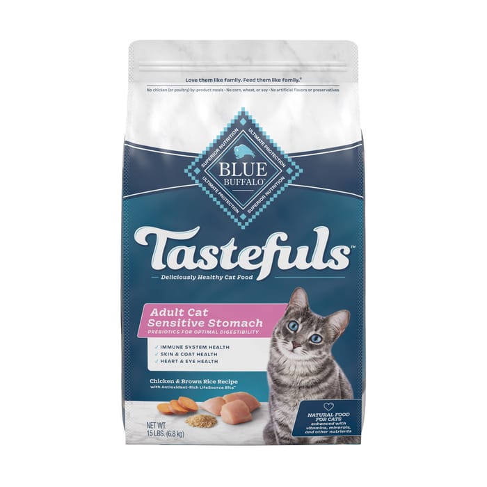 Blue Buffalo Tastefuls Adult Cat Sensitive Stomach Chicken & Brown Rice Recipe Cat Food 15 lb bag product detail number 1.0