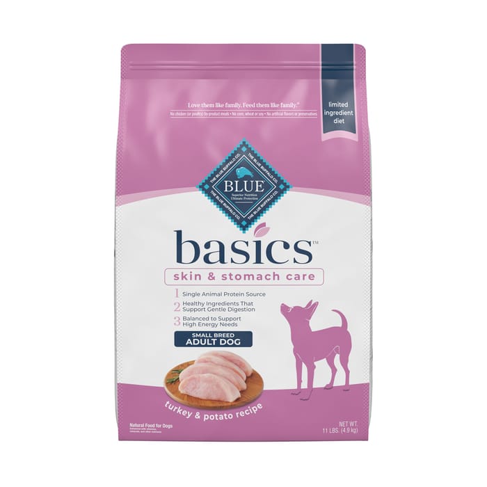 Blue Buffalo BLUE Basics Small Breed Adult Skin & Stomach Care Turkey & Potato Recipe Dry Dog Food 11 lb Bag product detail number 1.0