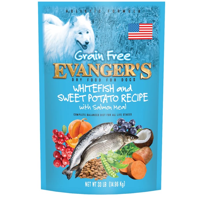 Evangers Grain Free Whitefish and Sweet Potato Recipe with Salmon Meal Dry Dog Food 30 lb Bag product detail number 1.0