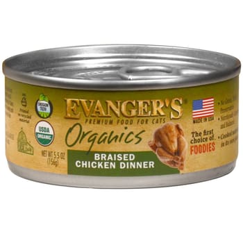 Evanger's Organics Braised Chicken Dinner Canned Cat Food 5 oz Cans - Case of 24-product-tile