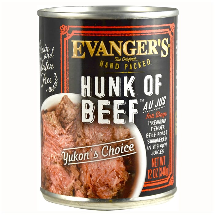 Evangers Hand Packed Hunk of Beef Canned Dog Food 12 oz, Case of 12 product detail number 1.0