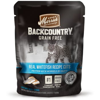 Merrick Backcountry Grain Free Real Whitefish Cuts Cat Food Pouch 3-oz, case of 24-product-tile
