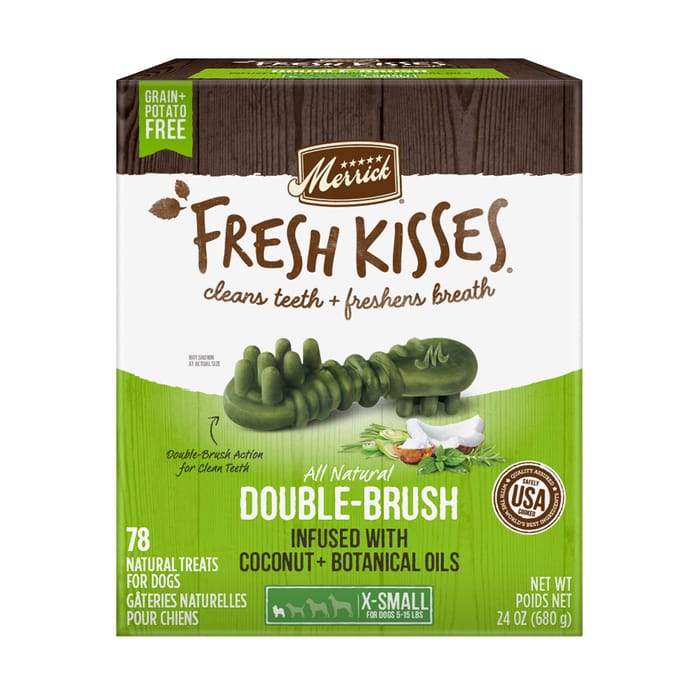 Merrick Fresh Kisses Grain Free Coconut Oil & Botanicals Dental Dog Treats Extra Small-24oz, 78 count product detail number 1.0