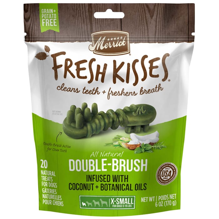 Merrick Fresh Kisses Grain Free Coconut Oil & Botanicals Dental Dog Treats Extra Small-6oz, 20 count product detail number 1.0