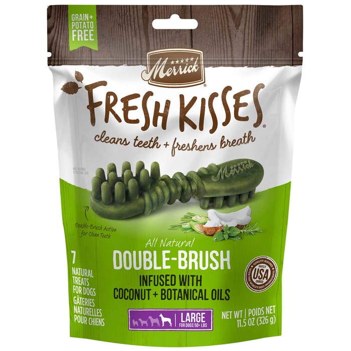 Merrick Fresh Kisses Grain Free Coconut Oil & Botanicals Dental Dog Treats Large-11.5oz, 7 count product detail number 1.0