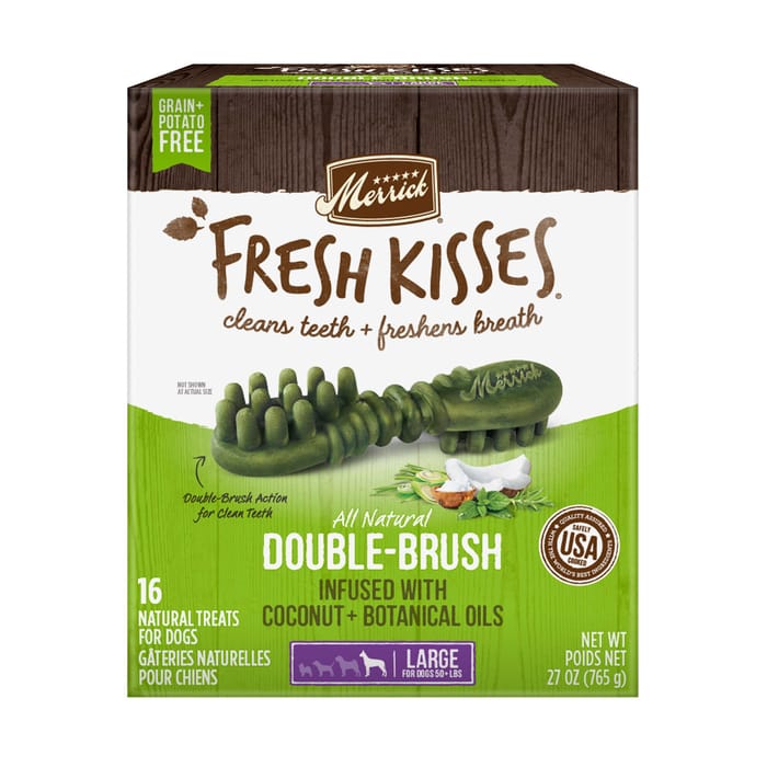 Merrick Fresh Kisses Grain Free Coconut Oil & Botanicals Dental Dog Treats Large-27oz, 16 count product detail number 1.0