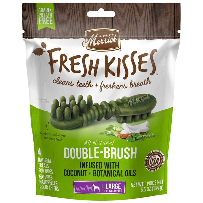Merrick Fresh Kisses Grain Free Coconut Oil & Botanicals Dental Dog Treats Large-6.5oz, 4 count product detail number 1.0