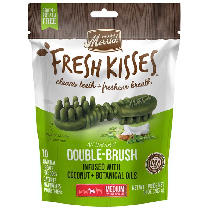 Merrick Fresh Kisses Grain Free Coconut Oil & Botanicals Dental Dog Treats Medium-10oz, 10 count product detail number 1.0