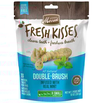 Merrick Fresh Kisses Grain Free Mint Breath Strips Dental Dog Treats Extra Small 10-oz, 33 count-product-tile