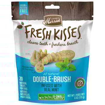 Merrick Fresh Kisses Grain Free Mint Breath Strips Dental Dog Treats Extra Small 6-oz, 20 count-product-tile