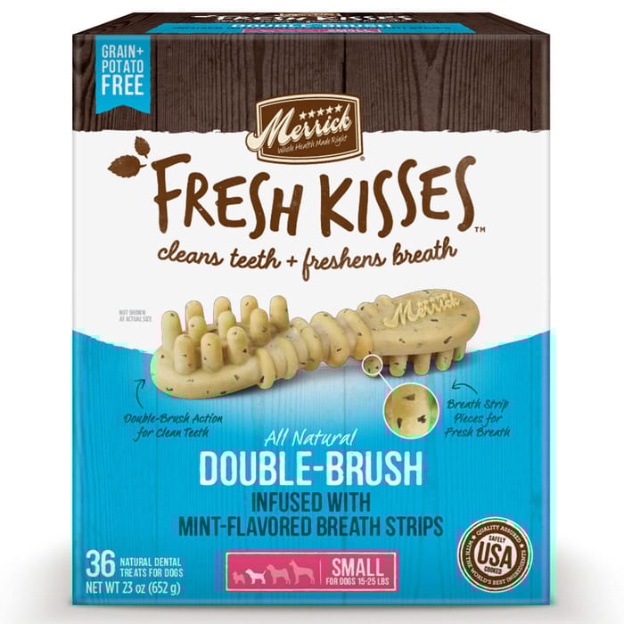 Merrick Fresh Kisses Grain Free Mint Breath Strips Dental Dog Treats Small 23-oz, 36 count product detail number 1.0