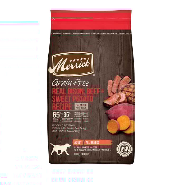 Merrick Grain Free Bison, Beef & Sweet Potato Dry Dog Food 22-lb product detail number 1.0
