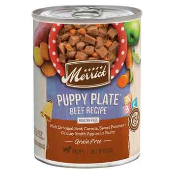 Merrick Grain Free Puppy Plate Beef Canned Puppy Food 12.7-oz, Case of 12-product-tile