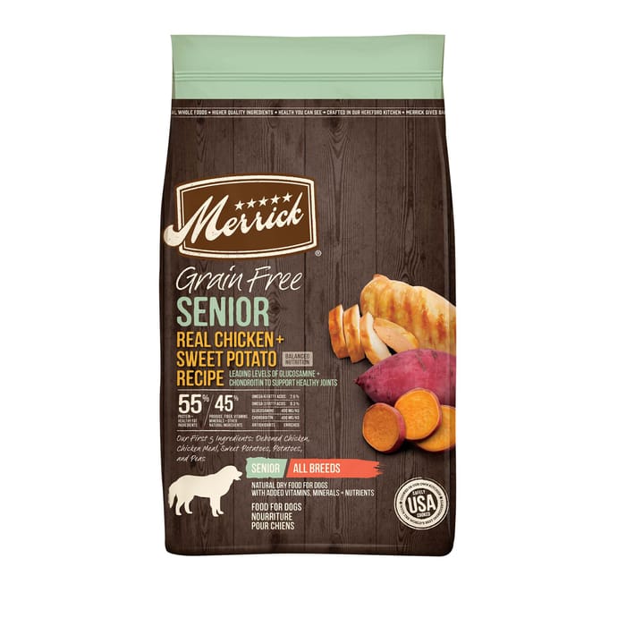 Merrick Grain Free Senior Real Chicken & Sweet Potato Dry Dog Food 22-lb product detail number 1.0