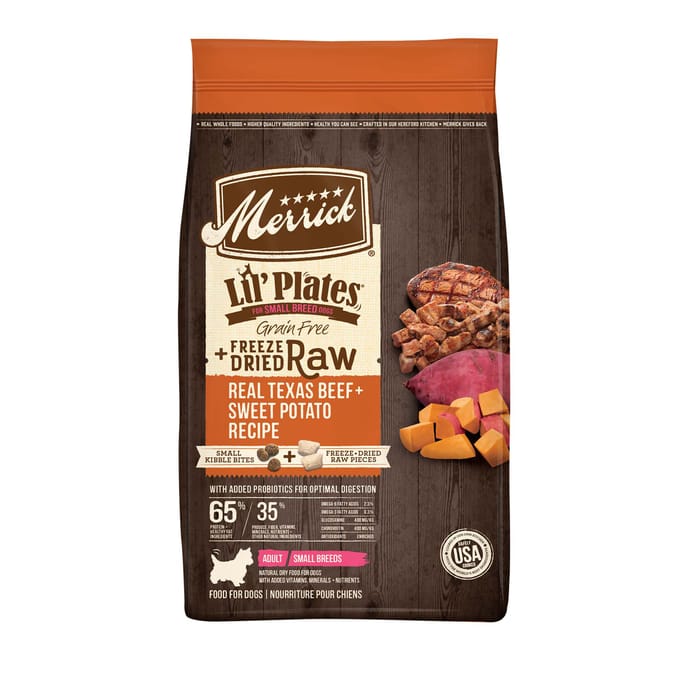 Merrick Lil' Plates Grain Free Beef and Sweet Potato with Raw Bites Dry Dog Food 10-lb product detail number 1.0