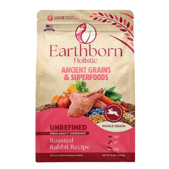 Earthborn Holistic Ancient Grains & Superfoods Unrefined Roasted Rabbit Recipe Dry Dog Food 25 lb Bag product detail number 1.0