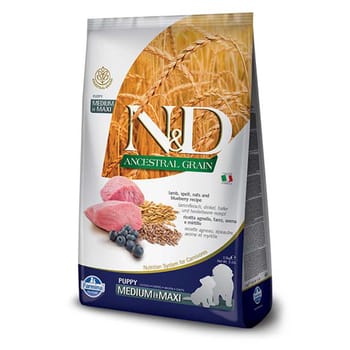 Farmina N&D Ancestral Grain Puppy Medium & Maxi Lamb & Blueberry Dry Dog Food 26.4 lb Bag-product-tile