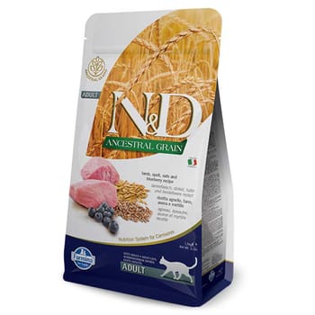 Farmina N&D Ancestral Grain Adult Lamb & Blueberry Dry Cat Food 3.3 lb Bag-product-tile