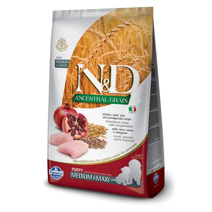 Farmina N&D Ancestral Grain Puppy Medium & Maxi Chicken & Pomegranate Dry Dog Food 26.5 lb Bag product detail number 1.0