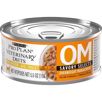 Purina Pro Plan Veterinary Diets OM Overweight Management Savory Selects with Chicken Feline Formula Wet Cat Food - (24) 5.5 oz. Cans-product-tile