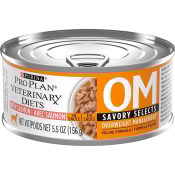 Purina Pro Plan Veterinary Diets OM Overweight Management Savory Selects with Salmon Feline Formula Wet Cat Food - (24) 5.5 oz. Cans-product-tile