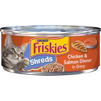 Friskies Shreds Chicken & Salmon Dinner In Gravy Wet Cat Food 5.5 oz - Case of 24-product-tile
