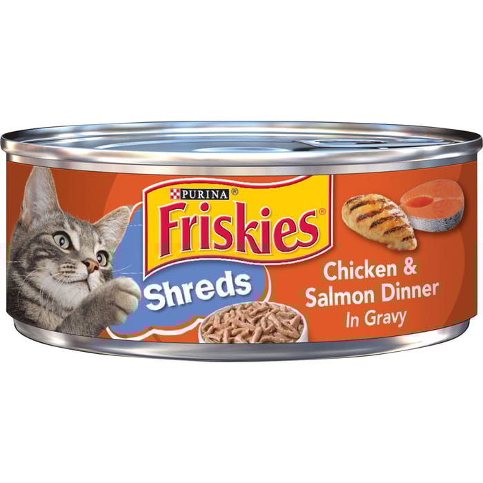 Friskies Shreds Chicken & Salmon Dinner In Gravy Wet Cat Food 5.5 oz - Case of 24 product detail number 1.0