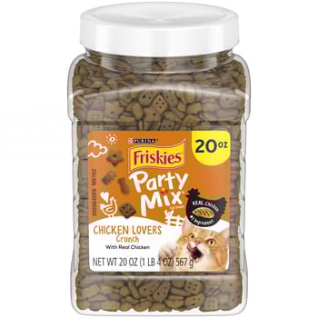 Friskies Party Mix Chicken Lovers Crunch Cat Treats 20 oz Canister-product-tile