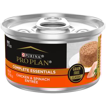 Purina Pro Plan Adult Complete Essentials Chicken & Spinach Entree Grain Free Classic Wet Cat Food 3 oz Cans (Case of 24)-product-tile