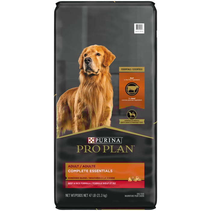 Purina Pro Plan Adult Complete Essentials Shredded Blend Beef & Rice Formula Dry Dog Food 47 lb Bag product detail number 1.0
