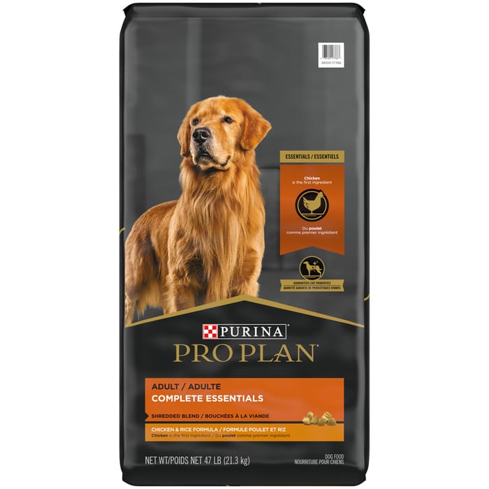Purina Pro Plan Adult Complete Essentials Shredded Blend Chicken & Rice Formula Dry Dog Food 47 lb Bag product detail number 1.0