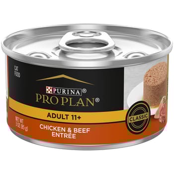 Purina Pro Plan Senior Adult 11+ Chicken & Beef Entree Classic Wet Cat Food 3 oz Cans (Case of 24)-product-tile