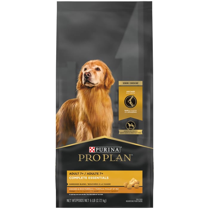 Purina Pro Plan Senior Adult 7+ Complete Essentials Shredded Blend Chicken & Rice Formula Dry Dog Food 6 lb Bag product detail number 1.0