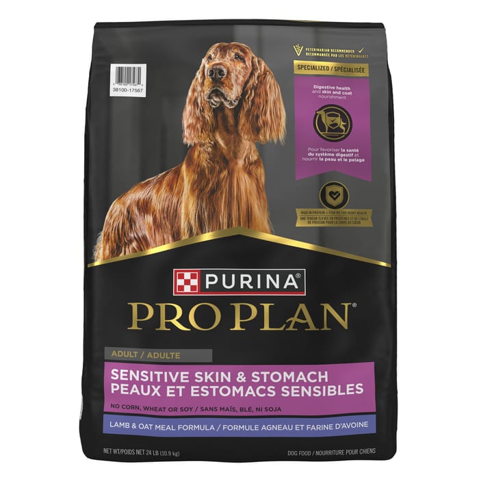 Purina Pro Plan Adult Sensitive Skin & Stomach Lamb & Oat Meal Formula Dry Dog Food 24 lb Bag product detail number 1.0