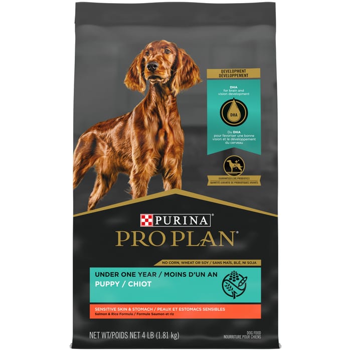 Purina Pro Plan Puppy Sensitive Skin & Stomach Salmon & Rice Formula Dry Dog Food 4 lb Bag product detail number 1.0