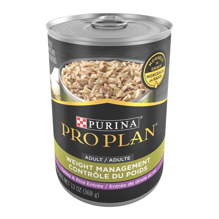 Purina Pro Plan Adult Weight Management Turkey & Rice Entree Morsels in Gravy Wet Dog Food 13 oz Cans (Case of 12) product detail number 1.0
