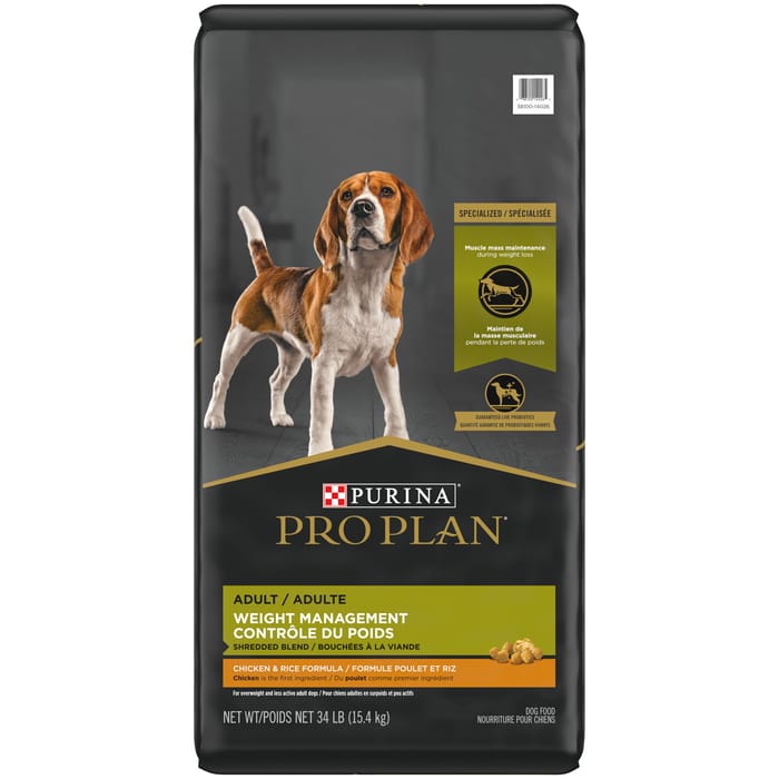 Purina Pro Plan Adult Weight Management Shredded Blend Chicken & Rice Formula Dry Dog Food 34 lb Bag product detail number 1.0