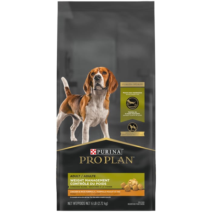 Purina Pro Plan Adult Weight Management Shredded Blend Chicken & Rice Formula Dry Dog Food 6 lb Bag product detail number 1.0