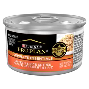 Purina Pro Plan Adult Complete Essentials Chicken & Rice Entree In Gravy Wet Cat Food 3 oz Cans (Case of 24)-product-tile