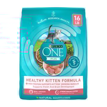 Purina ONE +Plus Healthy Kitten Formula High Protein, Natural Chicken Dry Kitten Food 16 lb. Bag-product-tile